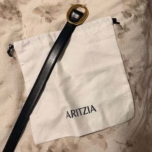 Aritzia Black Belt with Gold Buckle